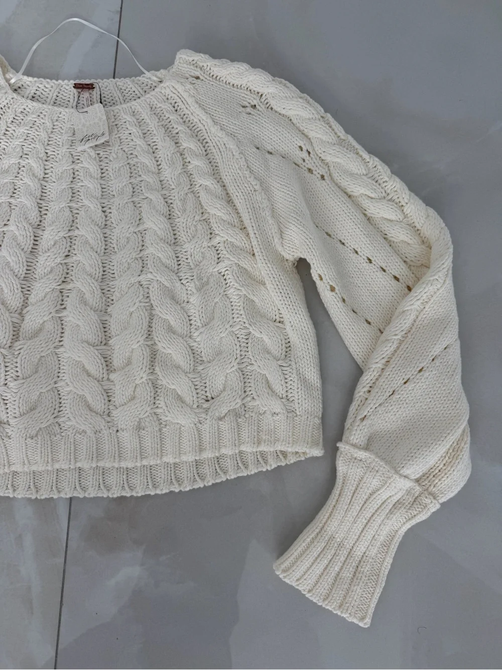 NWT Free People Sandra Cable Stitch Pullover Sweater